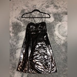 ⛓️🖤GOTH girl/E GIRL VINYL⚔️BLACK MINI DRESS⛓️🖤